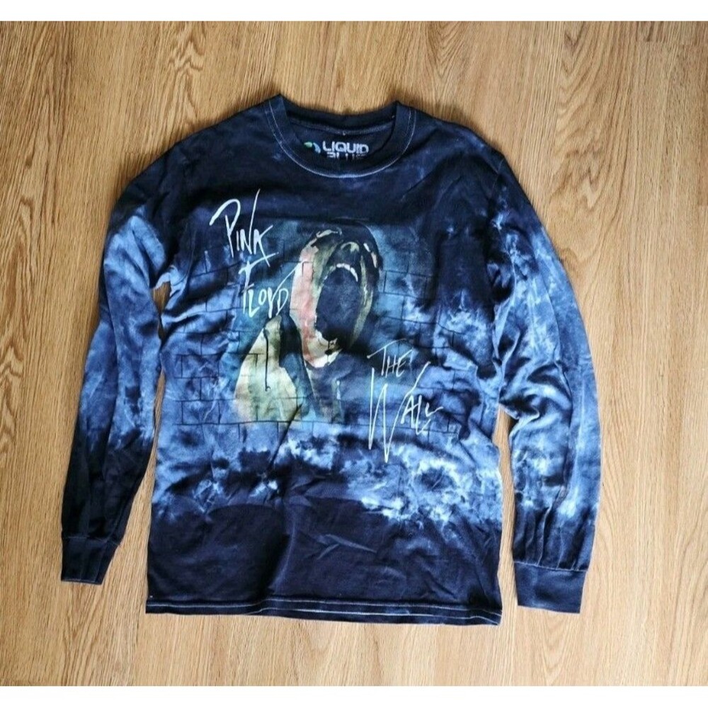 Liquid Blue Pink Floyd The Wall Graphic Long Sleeve Tshirt Mens Size Small